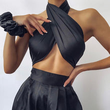Load image into Gallery viewer, Kimma Sexy Two Piece Wide-Leg Pant and Wrap-Top Satin Set
