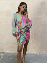 Load image into Gallery viewer, KACEY Multicolour Wrap Mini Dress

