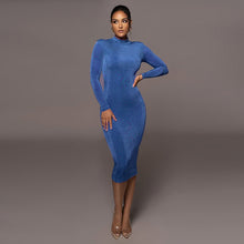 Load image into Gallery viewer, Elyia Long Sleeve High Neck Midi Dress
