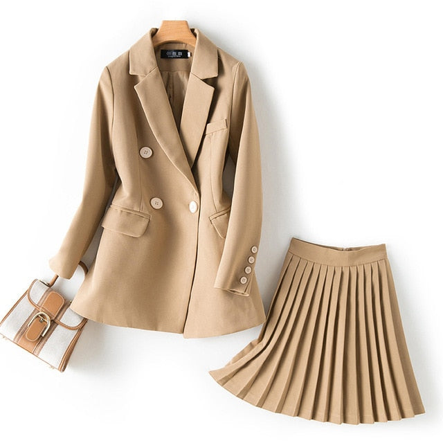Candice Pleated Skirt Suit
