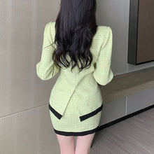 Load image into Gallery viewer, BRIANNA Mint Green and Black Skirt Suit
